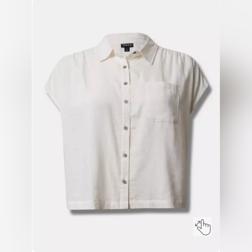 Torrid Double Gauze Button Up Short Sleeve Shirt Top